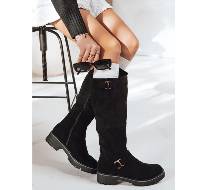 Dámské semišové černé boty FashionStreet ZY1219 Dámské semišové černé boty FashionStreet ZY1219