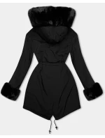 Černá oboustranná zimní bunda parka-kožíšek J Style (11Z8085)
