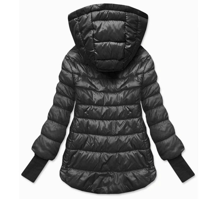 Krátká dámská bunda v grafitové barvě s stahovacími lemy model 21809016 - MINORITY Krátká dámská bunda v grafitové barvě s stahovacími lemy model 21809016 - MINORITY