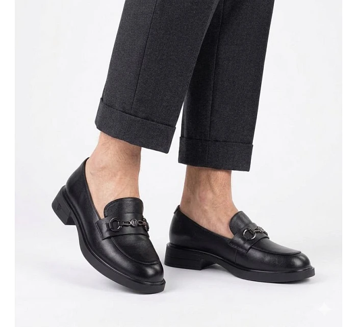 Dámské kožené polobotky black model 22060121 - VINCEZA Dámské kožené polobotky black model 22060121 - VINCEZA