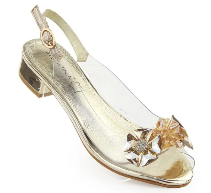 Dámské ažurové sandály béžové model 21904482 - Sabatina