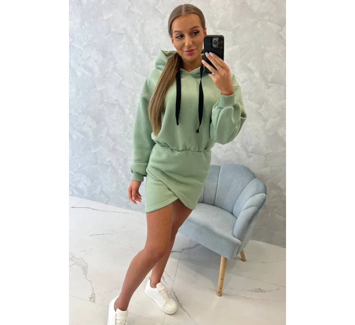 Zateplené šaty s obálkovým model 18752812 tmavě mátové barvy - K-Fashion Zateplené šaty s obálkovým model 18752812 tmavě mátové barvy - K-Fashion