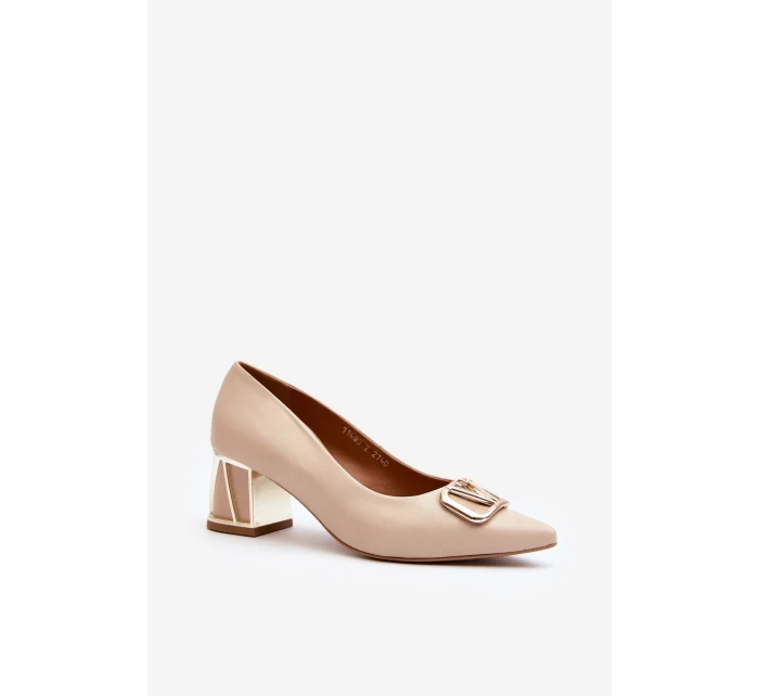 Elegantní lodičky s ozdobou Laura Messi 2740 Beige