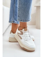 Dámské kožené sportovní boty na masivní platformě béžové model 21671302 - Boto Dámské kožené sportovní boty na masivní platformě béžové model 21671302 - Boto