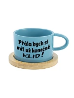 PŘÁLA BYCH SI MÍT UŽ KONEČNĚ KLID! - modrý hrníček makronka 200 ml PŘÁLA BYCH SI MÍT UŽ KONEČNĚ KLID! - modrý hrníček makronka 200 ml