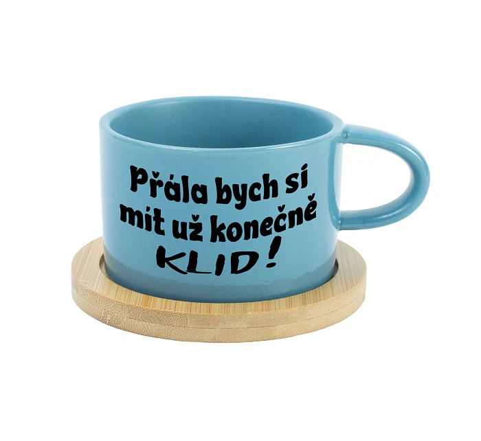 PŘÁLA BYCH SI MÍT UŽ KONEČNĚ KLID! - modrý hrníček makronka 200 ml PŘÁLA BYCH SI MÍT UŽ KONEČNĚ KLID! - modrý hrníček makronka 200 ml