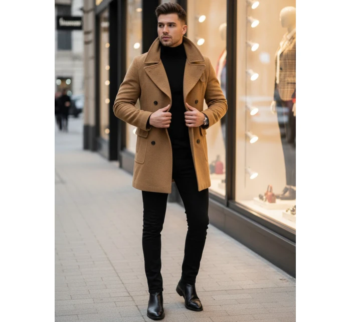 Pánský velbloudí zimní kabát Dstreet model 21961998 - FashionStreet Pánský velbloudí zimní kabát Dstreet model 21961998 - FashionStreet