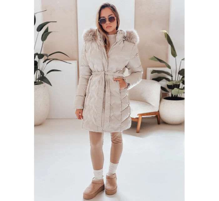 Dámská zimní bunda CASSERIE prošívaná s kapucí světle béžová FashionStreet TY4926