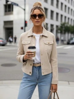 FashionStreet dámská semišová béžová bunda TY5574