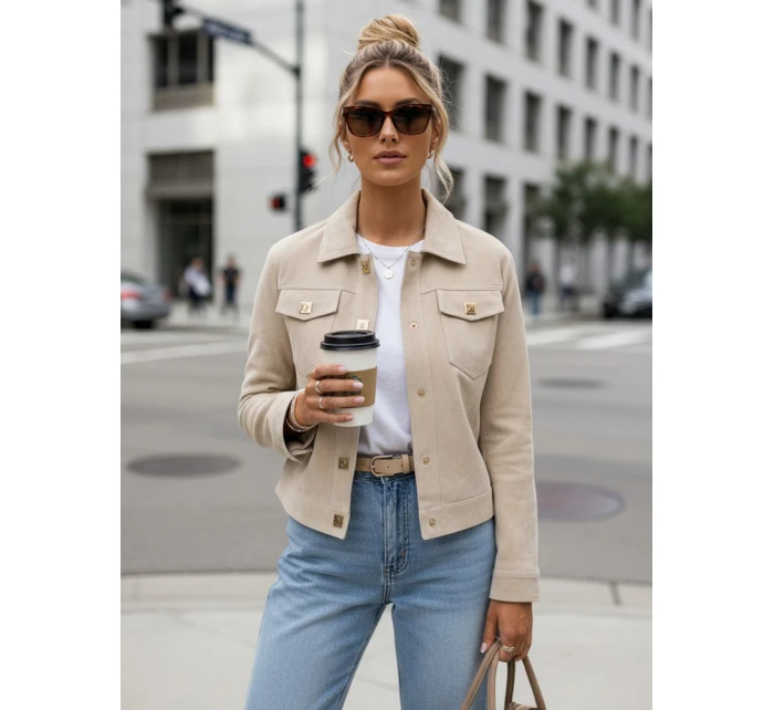 FashionStreet dámská semišová béžová bunda TY5574