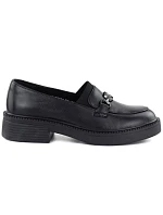 Dámské kožené mokasíny na silné podrážce černé Vinceza 39985