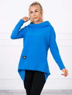 Mikina s kapucí s dlouhými zády chrpová