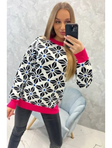 Svetr s geometrickým motivem bílý