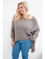 Dámský svetr oversized s výstřihem do V a delším zadním dílem model 22293712 fango - K-Fashion Dámský svetr oversized s výstřihem do V a delším zadním dílem model 22293712 fango - K-Fashion