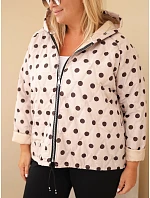 Dámská bunda Plus Size s kapucí a puntíky béžová