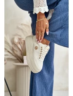 Sneakersy Dámské Sportovní Boty Zateplené Na Masivní Podešvi Béžové Ardiela Sneakersy Dámské Sportovní Boty Zateplené Na Masivní Podešvi Béžové Ardiela