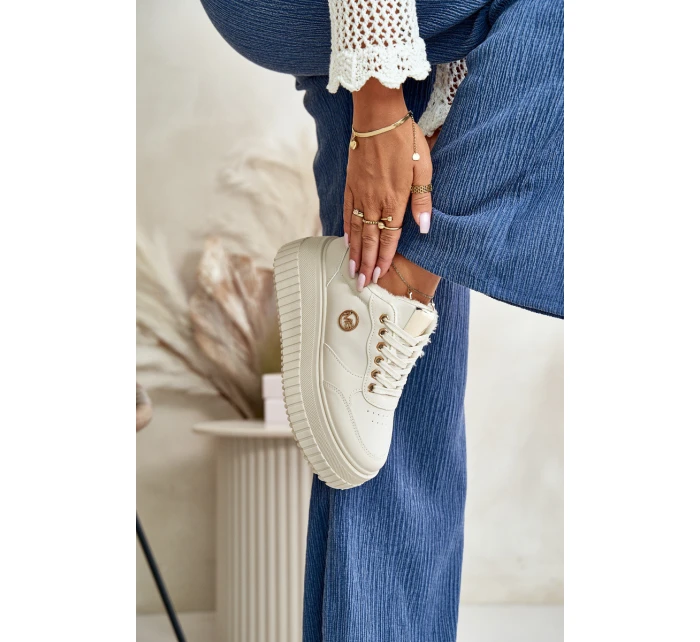 Sneakersy Dámské Sportovní Boty Zateplené Na Masivní Podešvi Béžové Ardiela Sneakersy Dámské Sportovní Boty Zateplené Na Masivní Podešvi Béžové Ardiela