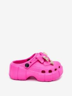 Dětské Dívčí Pantofle Pěnové S Mašlí A Ozdobami Fuchsie Selvana