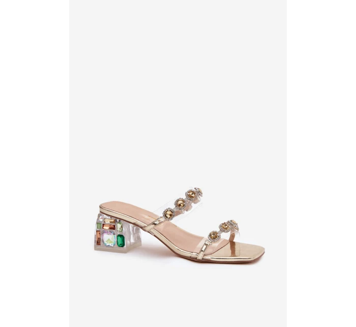 Dámské pantofle s krystaly D&A MR1037-02 Zlaté Dámské pantofle s krystaly D&A MR1037-02 Zlaté