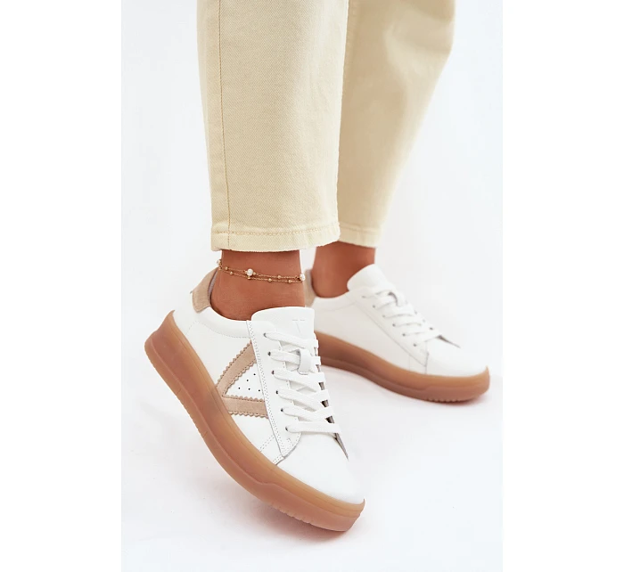 Dámské tenisky z pravé kůže na platformě Vinceza 79597 Bílé Dámské tenisky z pravé kůže na platformě Vinceza 79597 Bílé