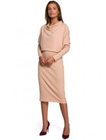 S245 Pletené šaty s límečkem - béžové