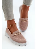 Dámské mokasíny na plochém podpatku se zlatými detaily, růžová Limentia Dámské mokasíny na plochém podpatku se zlatými detaily, růžová Limentia