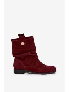 Zateplené dámské kotníkové boty z přírodní semišové kůže Zazoo – bordó