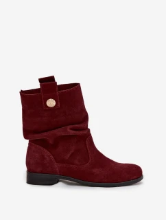 Zateplené dámské kotníkové boty z přírodní semišové kůže Zazoo – bordó