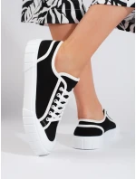 Praktické černé tenisky dámské bez podpatku Praktické černé tenisky dámské bez podpatku