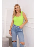 Halenka bez ramínek s volánky zelená neonová Halenka bez ramínek s volánky zelená neonová