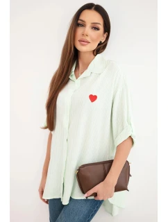 Dámská viskózová košile s krajkovými rukávy a límečkem béžová