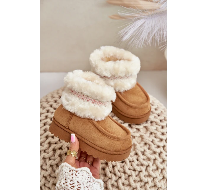 Sněhuláky dětské s kožíškem a vzorem Camel Melefia