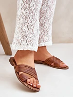 Kožené Dámské Pantofle Lewski Shoes 3682 Camel