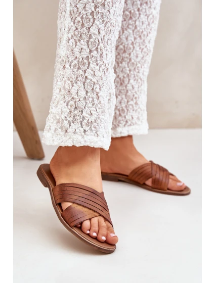 Kožené Dámské Pantofle Lewski Shoes model 21682352 Camel - Boto Kožené Dámské Pantofle Lewski Shoes model 21682352 Camel - Boto