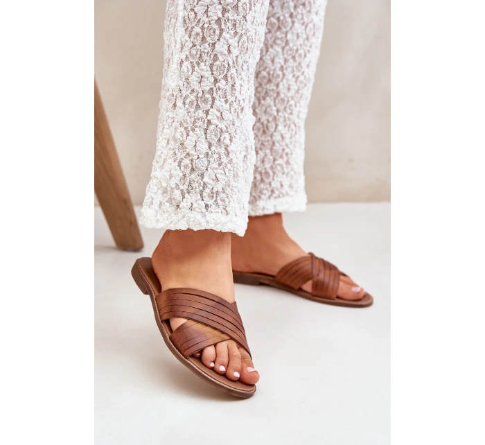 Kožené Dámské Pantofle Lewski Shoes model 21682352 Camel - Boto Kožené Dámské Pantofle Lewski Shoes model 21682352 Camel - Boto