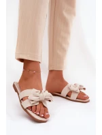 Plné Dámské Pantofle S Mašlí Béžové model 21688585 - Boto