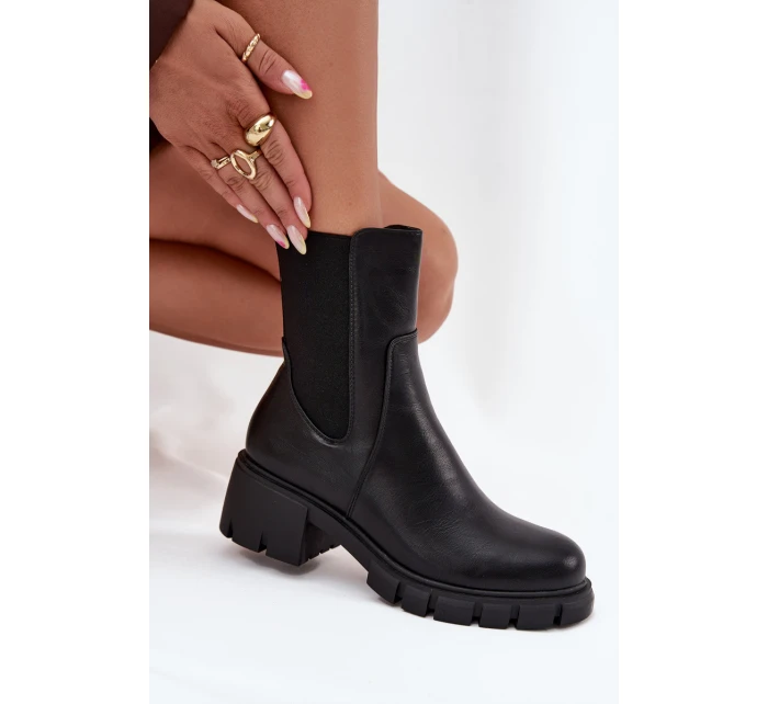 Dámské Botky Na Eko Kůže Černé model 21707142 - Boto Dámské Botky Na Eko Kůže Černé model 21707142 - Boto