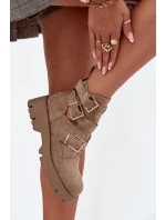 Dámské kotníkové boty s pásky a stříbrnými sponami béžové Helisse Dámské kotníkové boty s pásky a stříbrnými sponami béžové Helisse