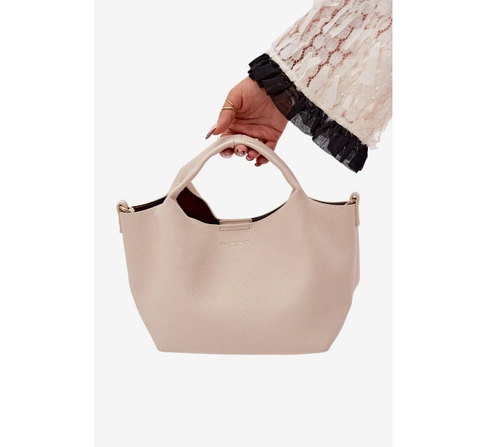 Kožená taška z imitace světle béžová Corisse