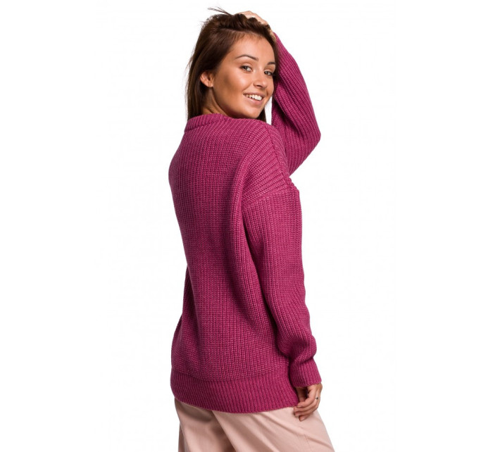 BK052 Žebrovaný pletený svetr - béžový