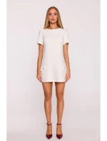 M855 Mini šaty áčkového střihu - krémové