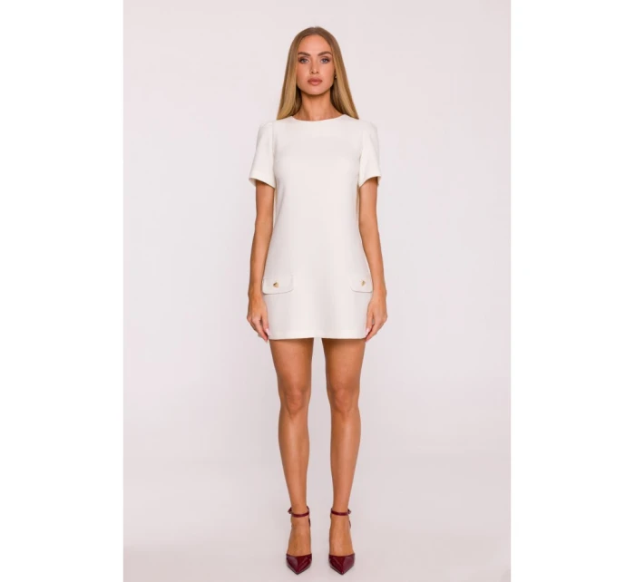 M855 Mini šaty áčkového střihu - krémové