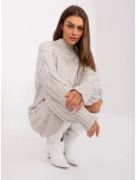 Dámské svetrové šaty světle béžové model 20774219 - FPrice Dámské svetrové šaty světle béžové model 20774219 - FPrice