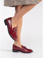 Výborné vínový mokasíny dámské na širokém podpatku Výborné vínový mokasíny dámské na širokém podpatku