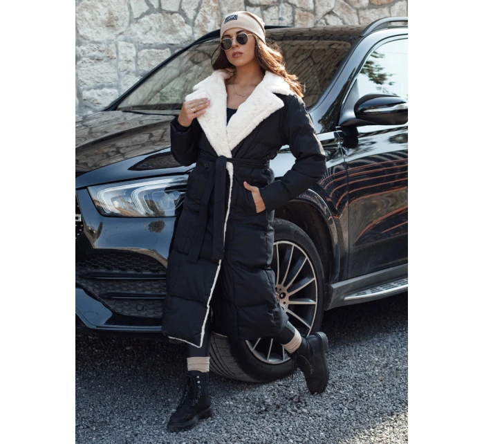 Dámská zimní bunda dlouhá s kožešinou černá Dstreet model 21980514 - FashionStreet