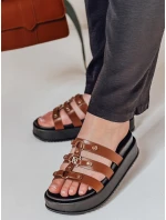 Dámské žabky na platformě PLATOFI camel FashionStreet ZY0880