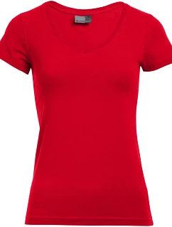 Promodoro 3086 Dámské tričko Slim Fit s výstřihem do V 40.3086 fire red