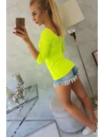 Halenka s kulatým výstřihem žlutá neonová Halenka s kulatým výstřihem žlutá neonová