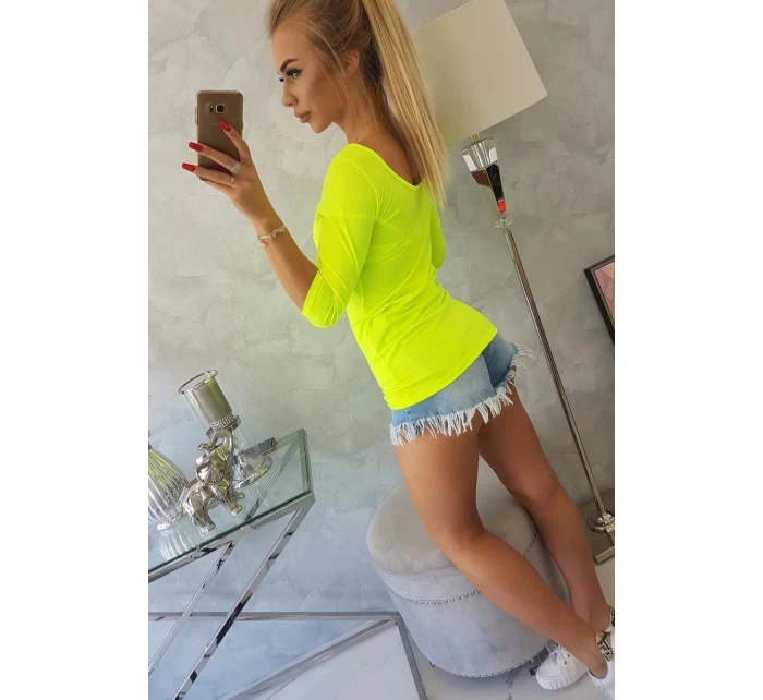 Halenka s kulatým výstřihem žlutá neonová Halenka s kulatým výstřihem žlutá neonová