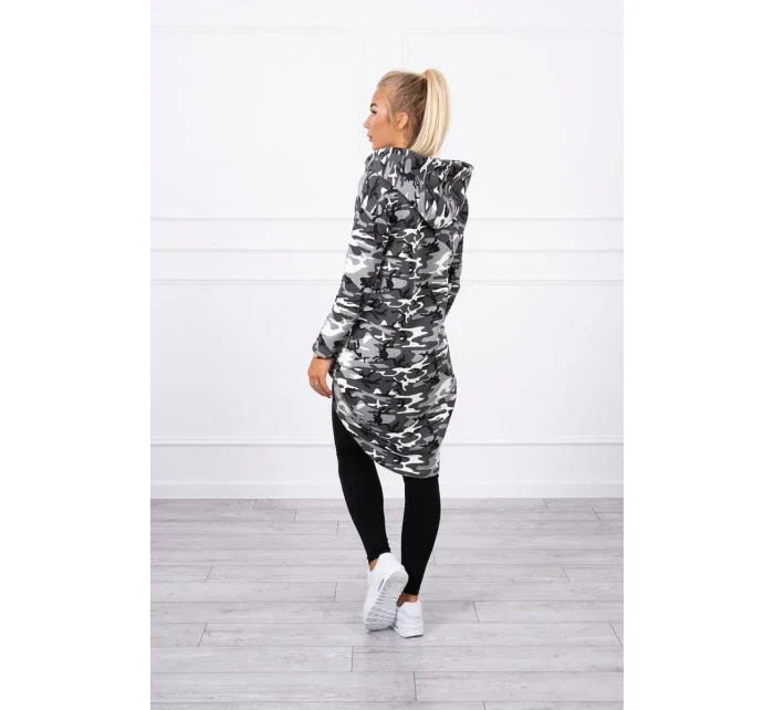 Mikina s dlouhými zády moro grey+black